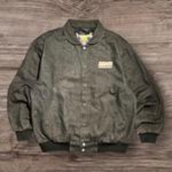 Jeff Hamilton Faded Black New York Giants Bomber Varsity Jacket Size L - Picture 1 of 7